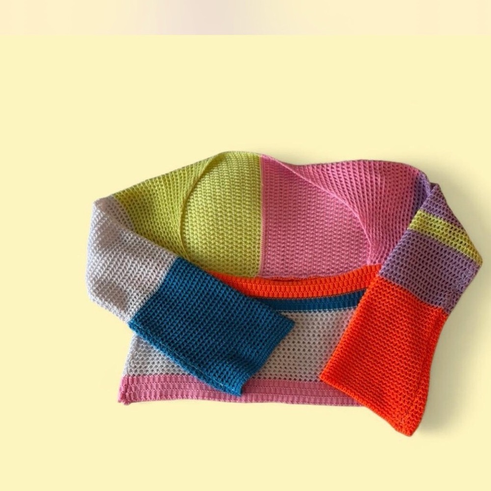 Striped Multicolor Crochet Crop Top - Women